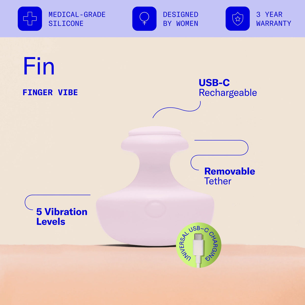 fin finger vibrator Dame Fin Ergonomic Finger Vibrator main image 1