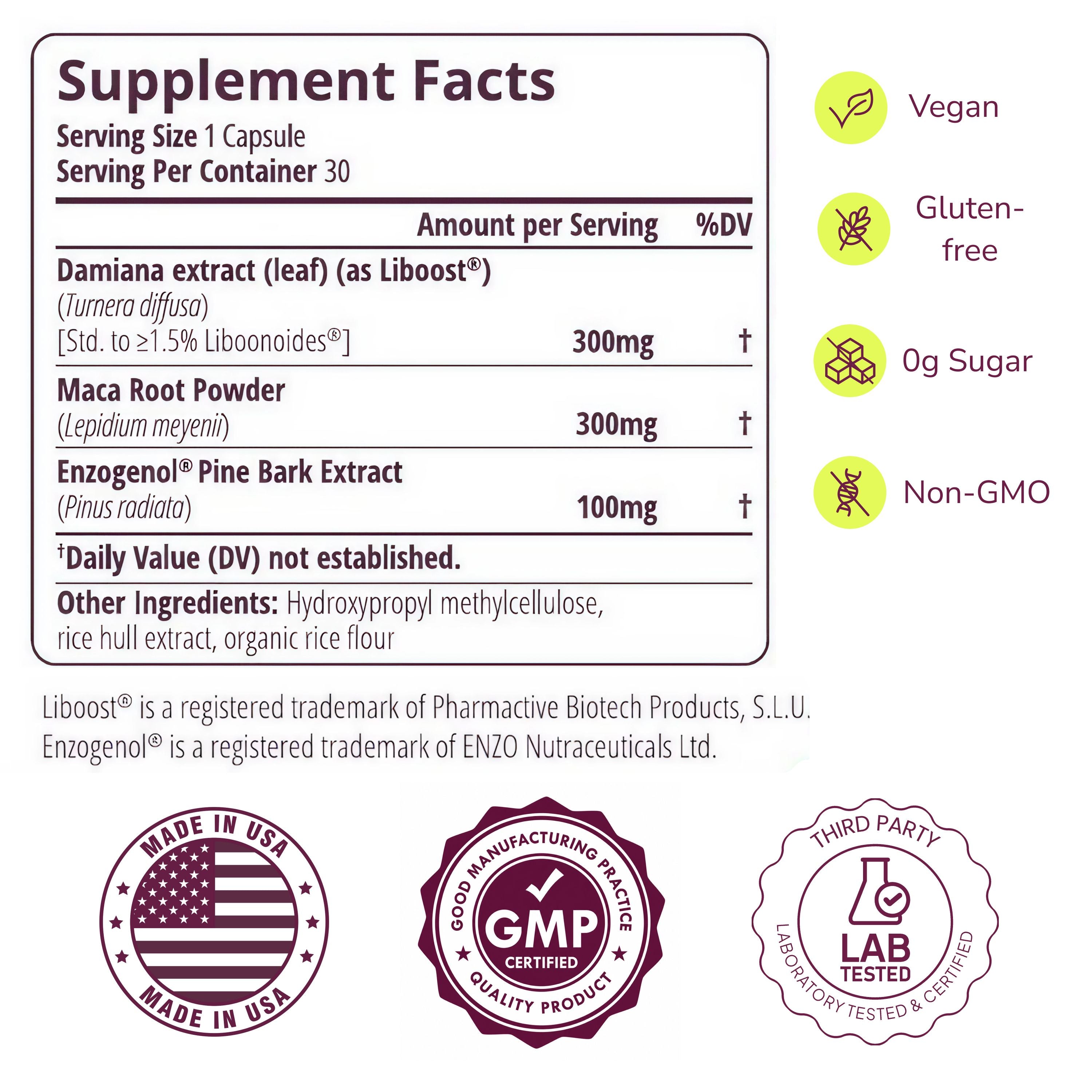 Desire + Moisture Supplement Facts