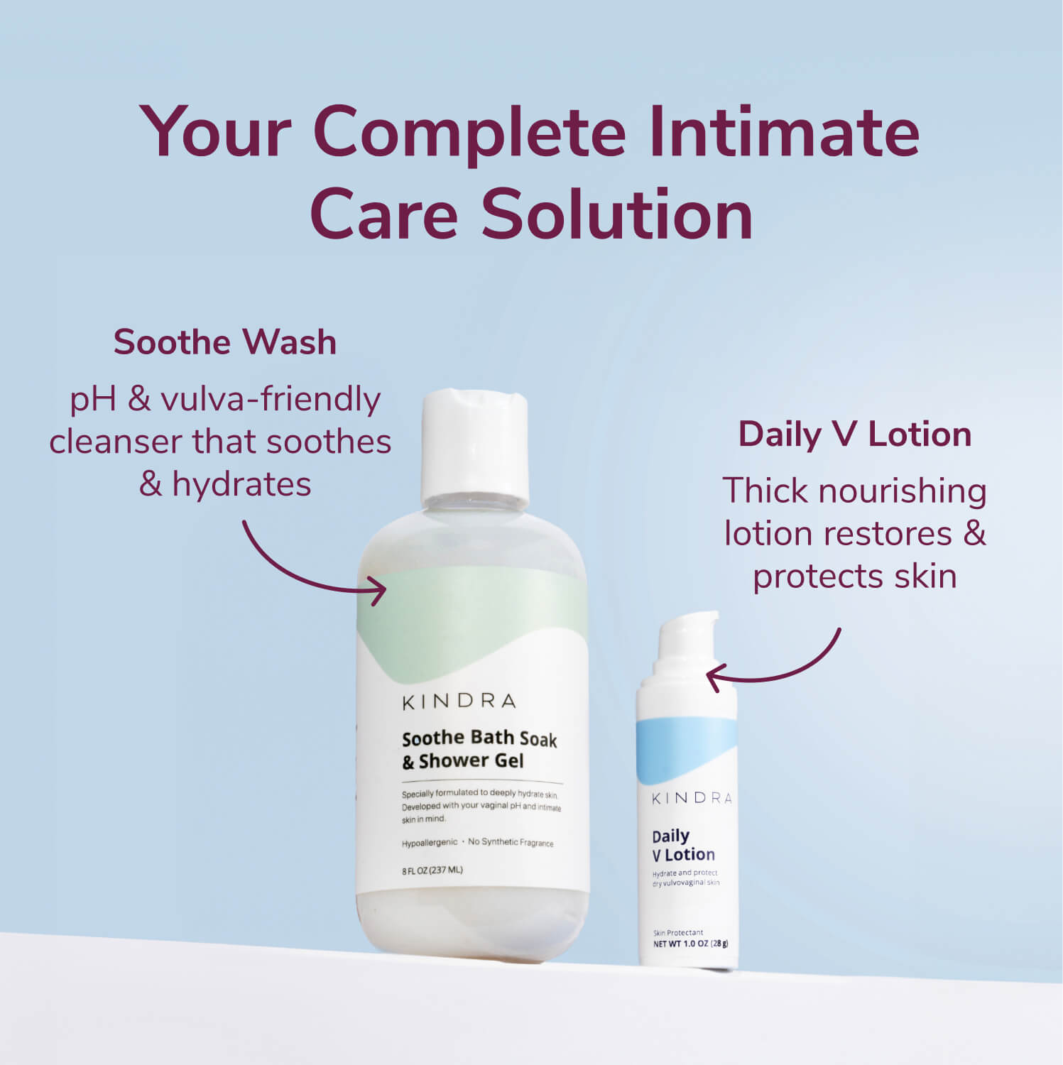 Soothe Bath Soak & Shower Gel, Daily V Lotion